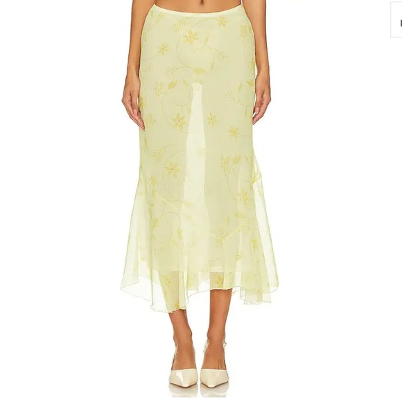 Musier Paris Skorpio Asymmetrical sheer Skirt in Light Yellow